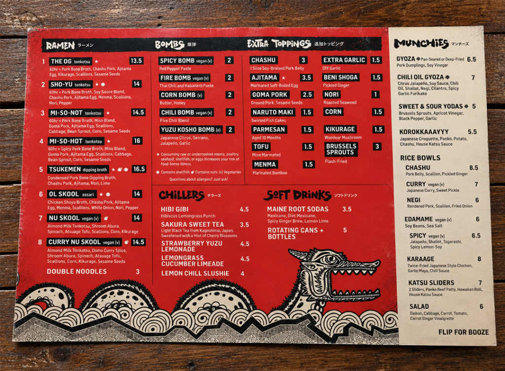 Ramen Tatsu-Ya Menu